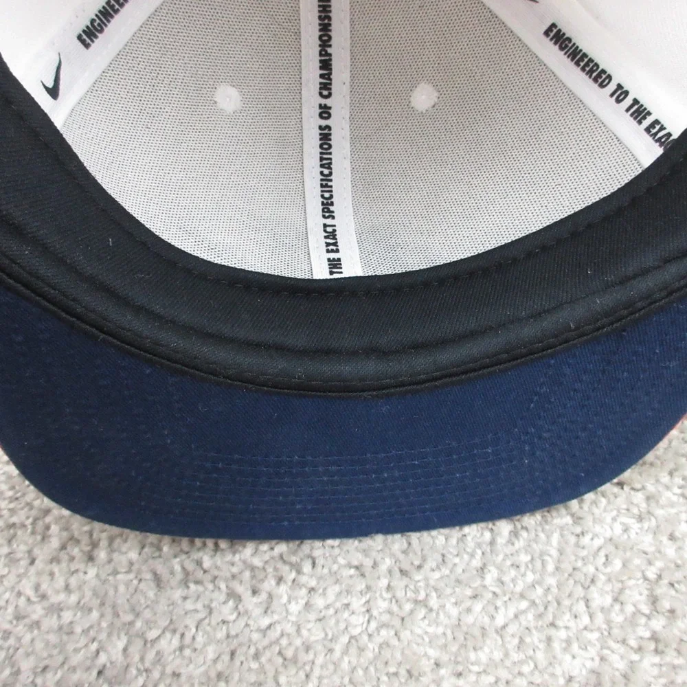 Nike Hat Cap Mens Snap Back White Red Sportswear Pro Drifit Twill Performance